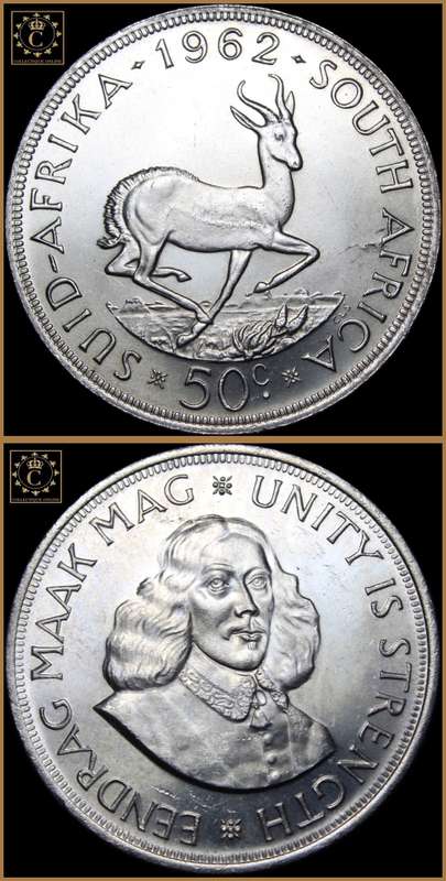 1962 Rep. of S.A. : Fifty Cent : Excellent Coin in Almost UNC Condition, As per Photo.