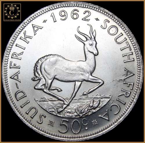 1962 Rep. of S.A. : Fifty Cent : Excellent Coin in Almost UNC Condition, As per Photo.