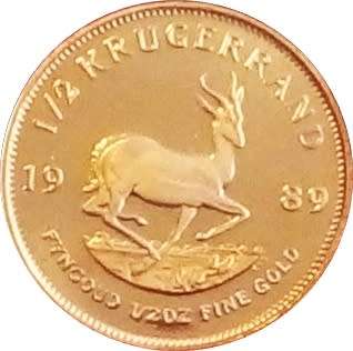 1989 EXCELLENT  1/2  Oz PF KRUGER RAND . As per Photo.