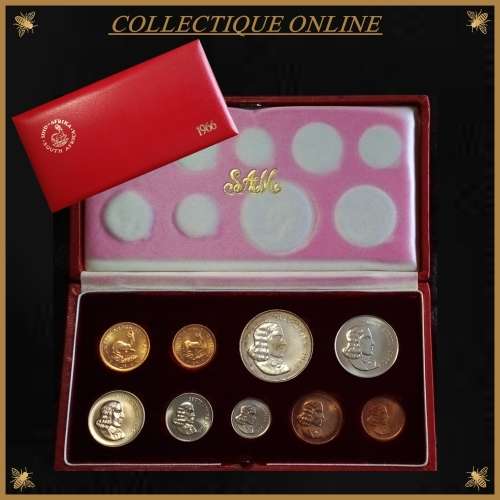 1966 Extremely Rare LONG PROOF SET WITH GOLD R2 & R1 COINS and AFRIKAANS SILVER  R1 DESCRIP. BELOW.