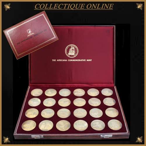 Rep. South Africa : Wildlife Society 50th Anniversary Medallion Set : (STG. SILVER  & GOLD PLATED).