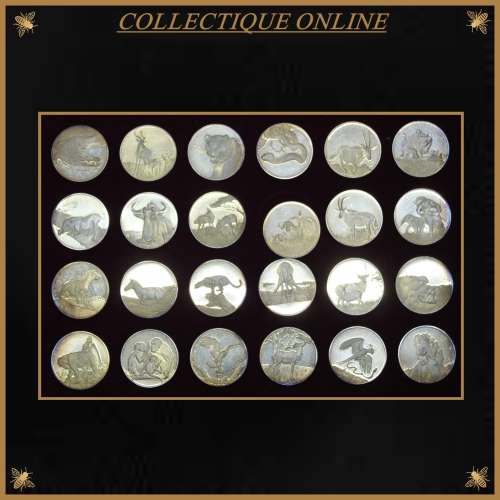 Rep. South Africa : Wildlife Society 50th Anniversary Medallion Set : (STG. SILVER  & GOLD PLATED).