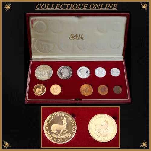 1979 Extremely Rare LONG PROOF SET WITH GOLD R2 & R1 COINS and  SILVER  R1 DESCRIP. BELOW.