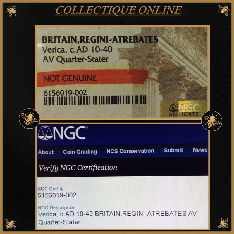 Verica, c.AD 10-40 BRITAIN,REGINI-ATREBATES AV Quarter-Stater (NGC ANCIENT-NOT GENUINE)