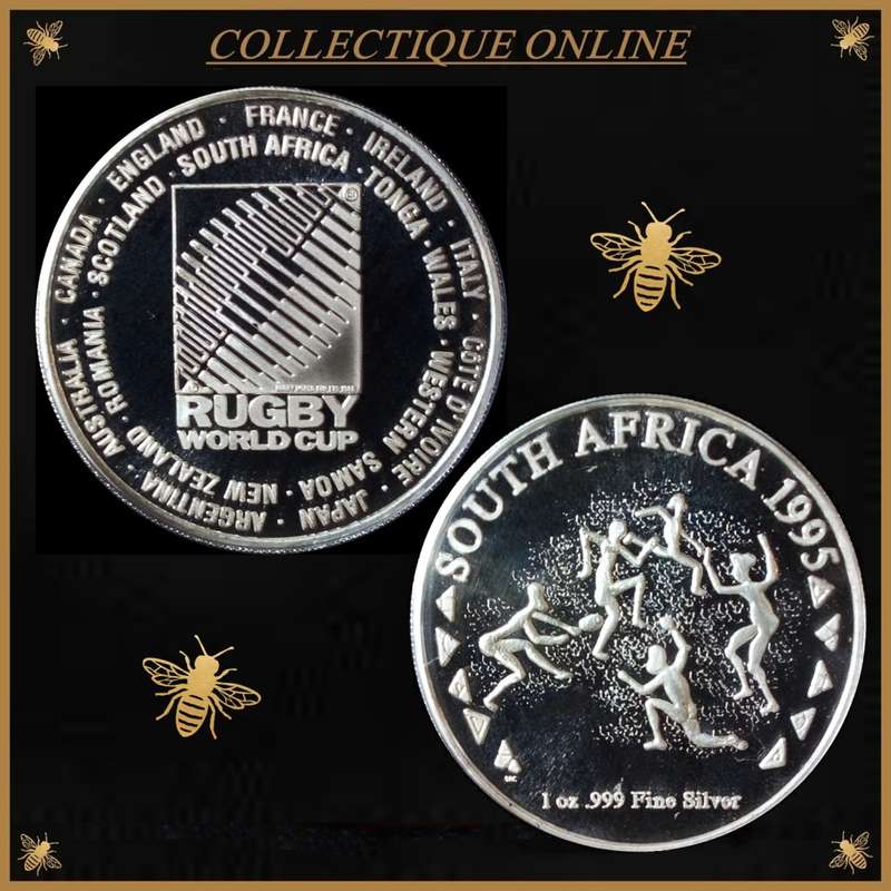 1995 : RUGBY WORLD CUP 1oz FINE SILVER. As per Photo.