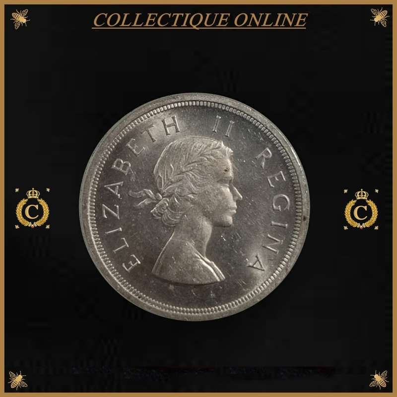 1959 : UNION S. A. : 5 SHILLINGS : COIN IN AU 58 : only minted 6.139 : GRADED by S.A.N.G.S.