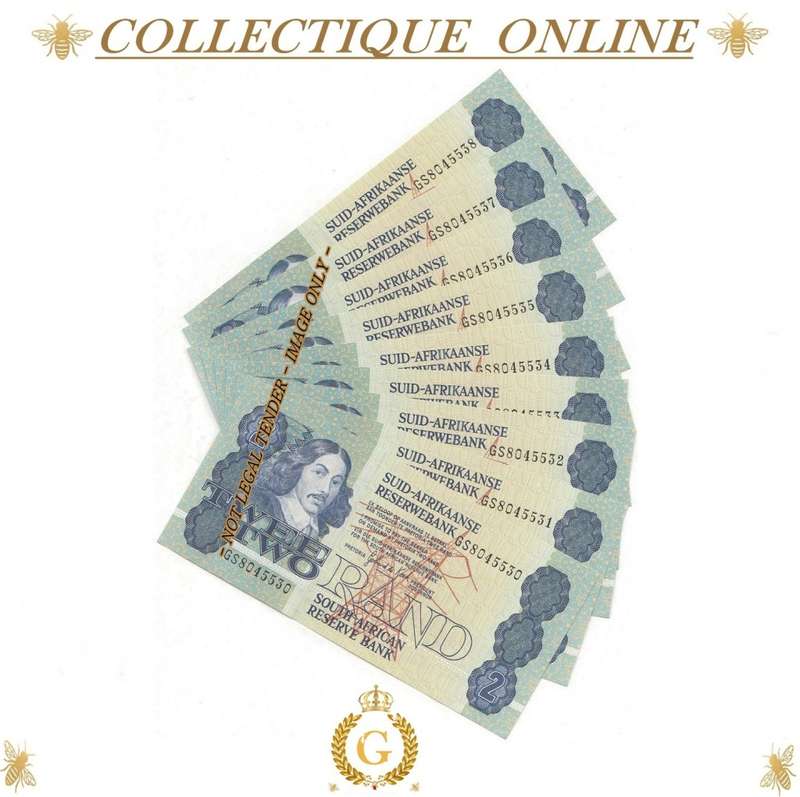 1989 : S. A. Bank Note : 2 RAND : GPC de KOCK : THIRD ISSUE 1983 TO 1990. CONS. NUMBERS 530 to 538.