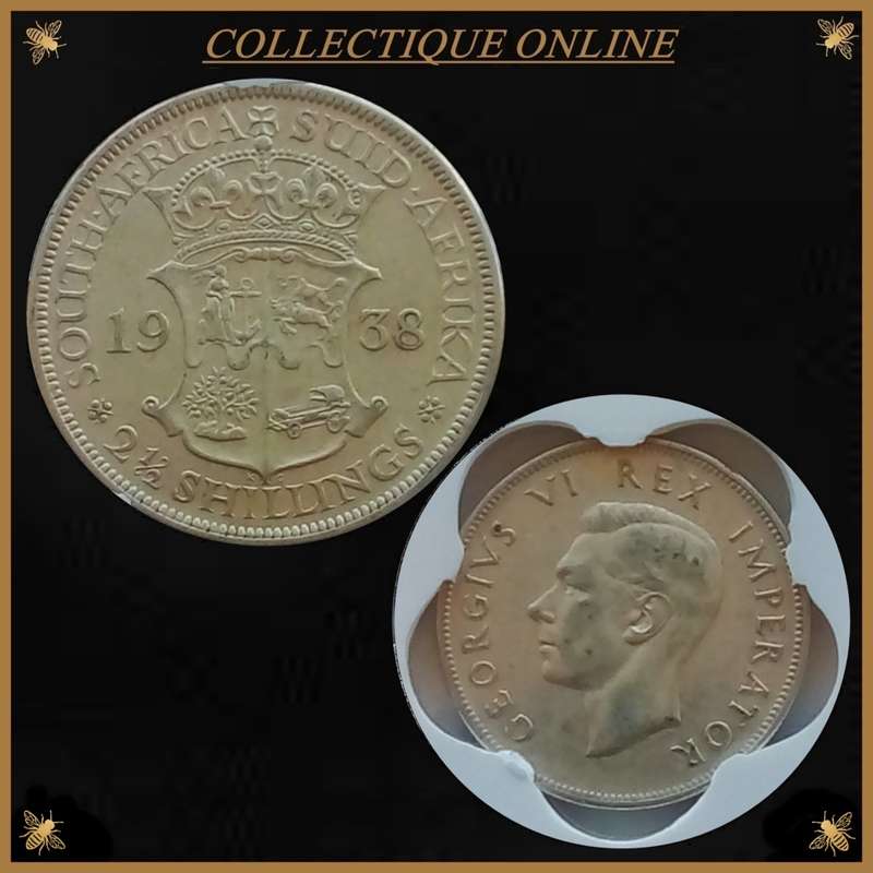 1938 : UNION S. A. : HALF CROWN : COIN IN XF 40 : Minted 534.483 : GRADED by S.A.N.G.S.