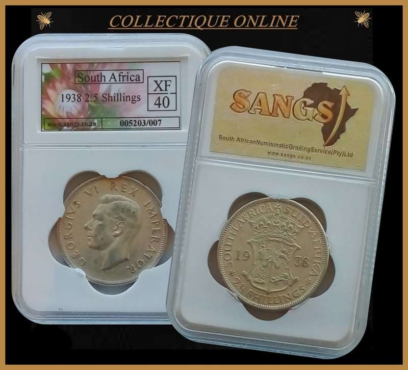 1938 : UNION S. A. : HALF CROWN : COIN IN XF 40 : Minted 534.483 : GRADED by S.A.N.G.S.