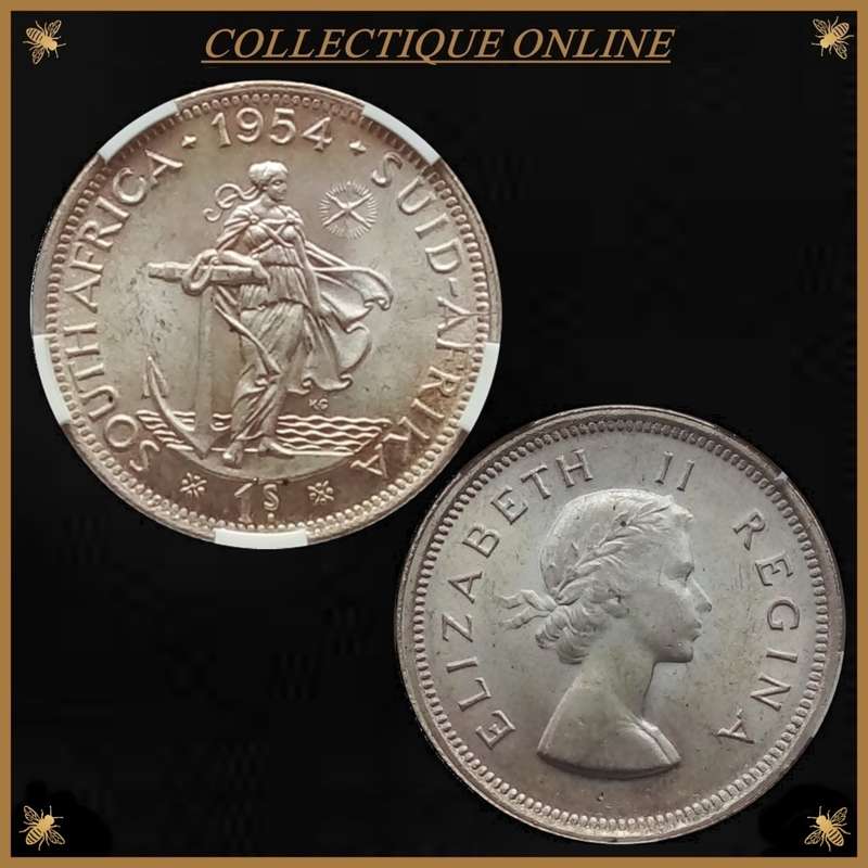 1954 : UNION S. A : 1 SHILLING : IN MS 64 : Minted 3.579.439 : GRADED by S.A.N.G.S. As Per Photo.