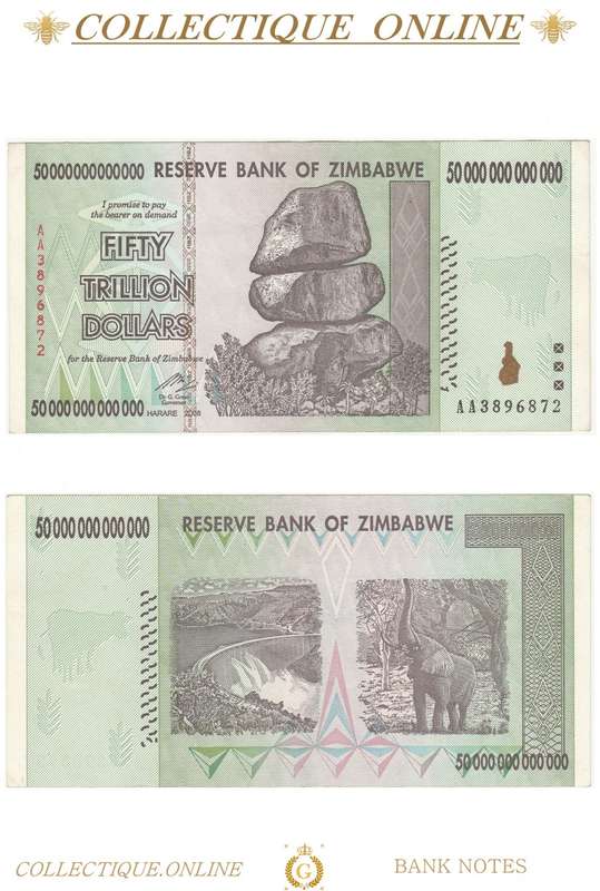 2008 :  RESERVE BANK OF ZIMBABWE : FIFTY TRILLION DOLLARS : IN GOOD CONDITIONS.