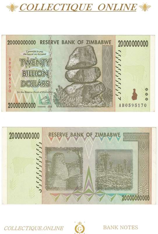 2008 :  RESERVE BANK OF ZIMBABWE : TWENTY BILLION DOLLARS : IN GOOD CONDITIONS.