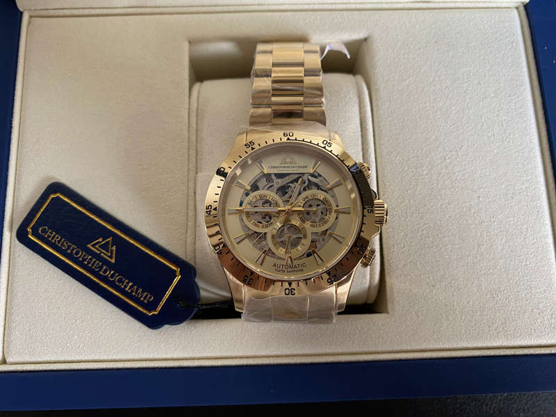 *RARE* Christophe Duchamp Grand Mont Automatic Gold/Sunray White Time Piece