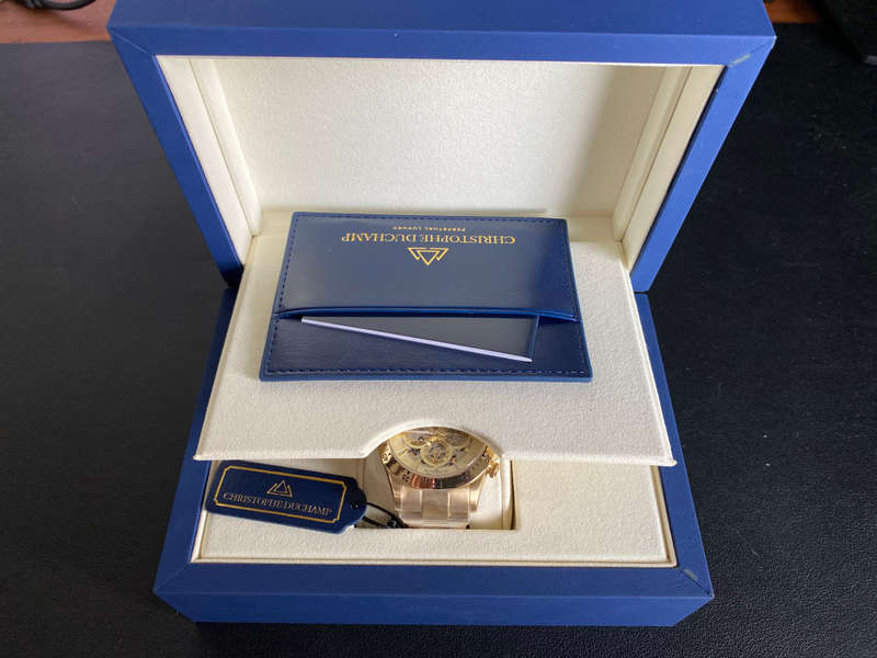 *RARE* Christophe Duchamp Grand Mont Automatic Gold/Sunray White Time Piece