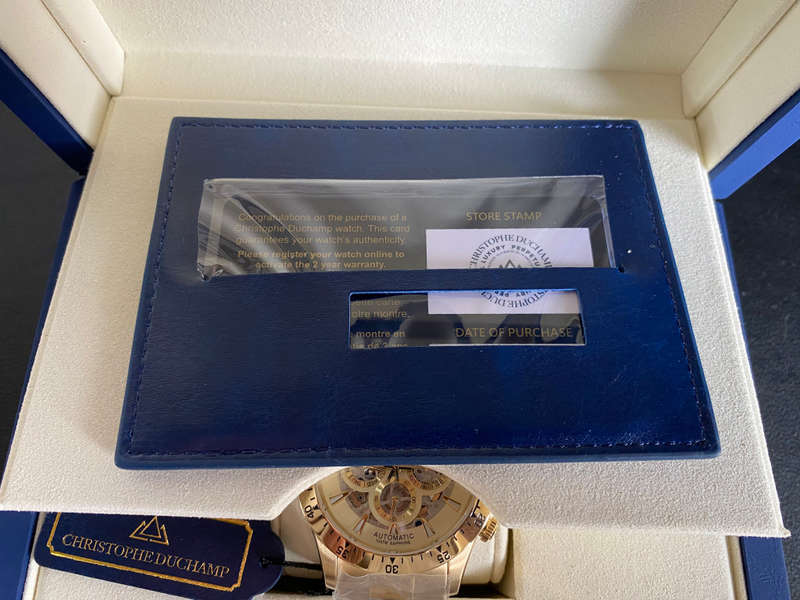 *RARE* Christophe Duchamp Grand Mont Automatic Gold/Sunray White Time Piece