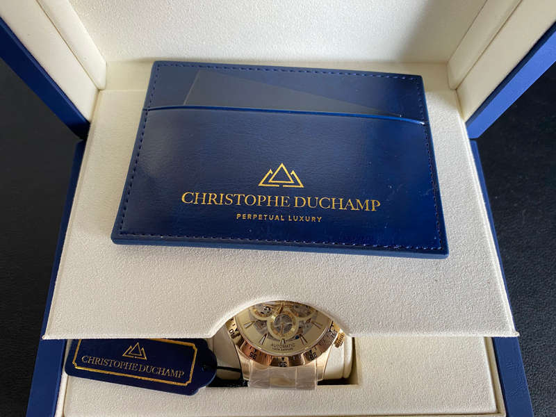 *RARE* Christophe Duchamp Grand Mont Automatic Gold/Sunray White Time Piece