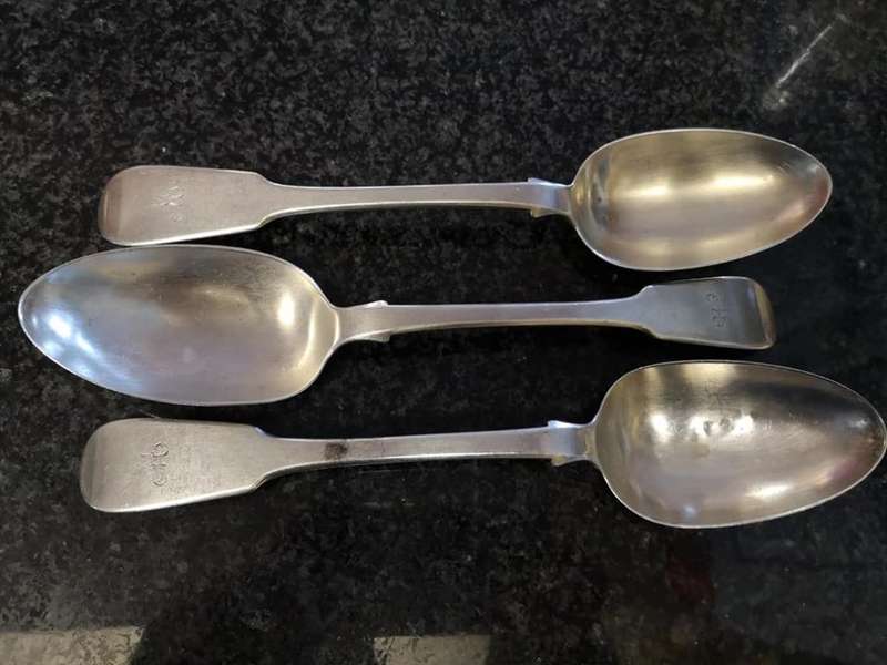 3 Large Silver Spoons - Scottish