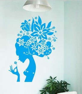 WALL DECOR STICKERS - blue lady