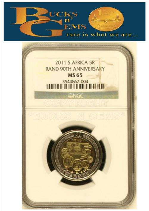 **MS65** 2011 SARB 90TH ANNIVERSARY R5 MS65 - NGC GRADED RARE GRADE 5 available