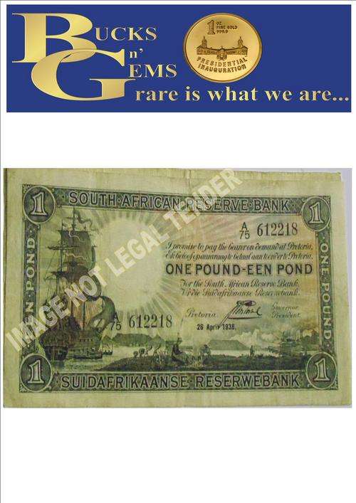 **RARE NOTES OF 1932-1944 **CRAZY R1 START** J POSTMUS 1 POUND NOTE "ONLY ISSUE" VF TO EXTRA FINE