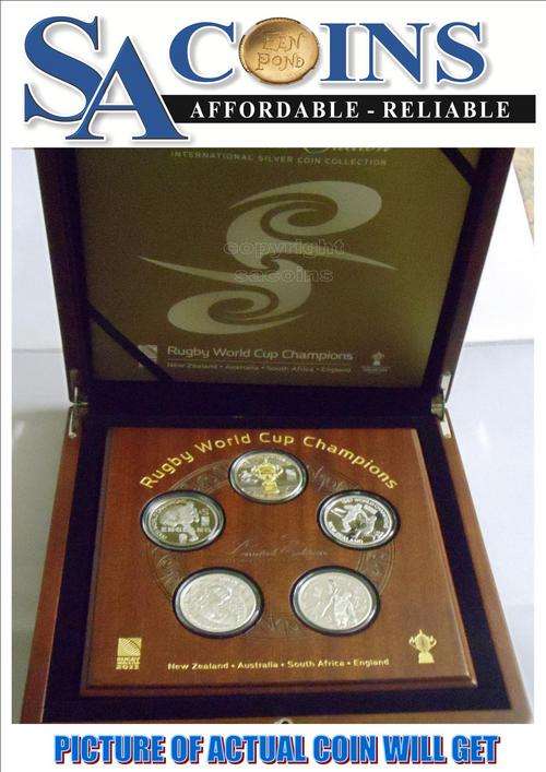 LIMITED EDITION 2011 RUGBY WORLD CUP CHAMPIONS SET-- 999.9 FINE SILVER -VALUE R7000