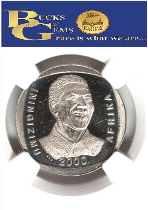 **PL64 U/CAMEO**--2000 MANDELA SMILE R5 COIN **PL64 ULTRA CAMEO**--NGC GRADED HIGH VALUE 3 available