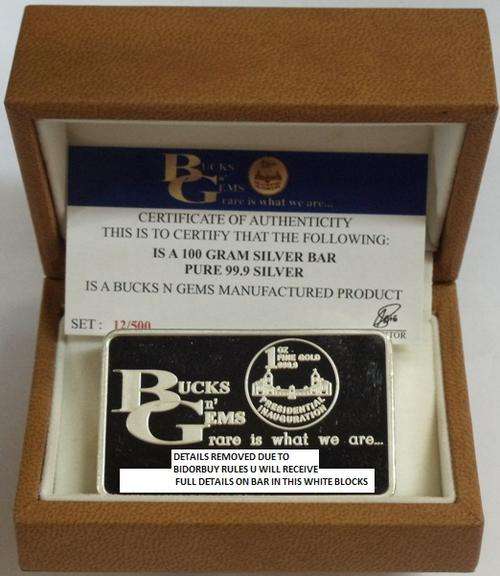 "BIG 5 "100 GRAM SILVER BAR -ONLY 1000 MINTED COLLECTORS SERIES WITH BOX AND CERTIFICATE