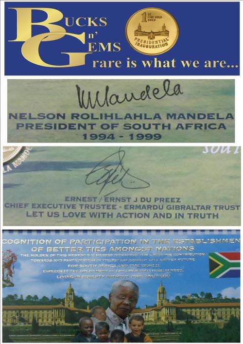 **AUTO-SIGNED POSTER 11 / 100 ** MANDELA SIGNED TIES AMONGST NATIONS PLUS 24KT GOLD SIGNED MEDAL