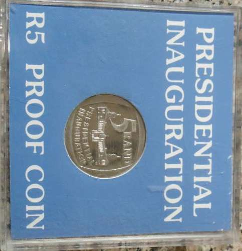 PROOF -1994 INAUGURATION R5 COIN IN BLUE CD CASE FROM SAMINT - ORIGINAL UNTOUCHED - VERY HIGH GRADE