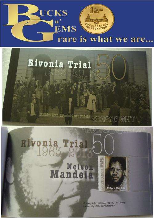 50 YRS ANNIV. RIVONIA TRIALIST - MANDELA - 12 STAMP BOOK LIMITED EDITION