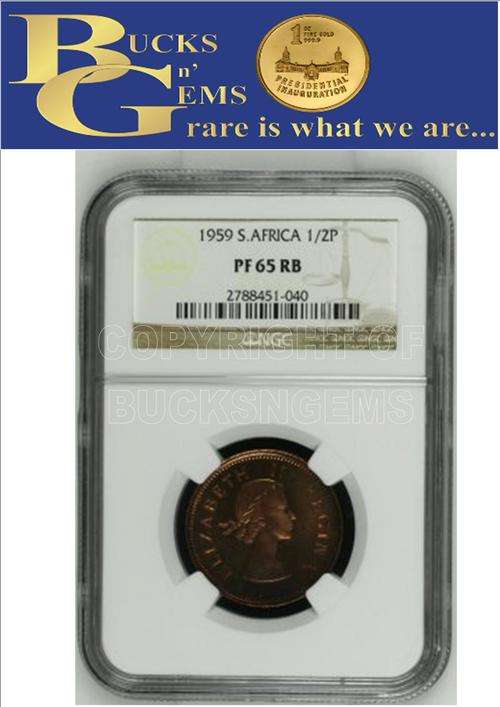 2ND FINEST KNOWN - 1959 UNION 1/2 PENNY ** PF65RB ** NGC GRADED RARE IN ANY GRADE