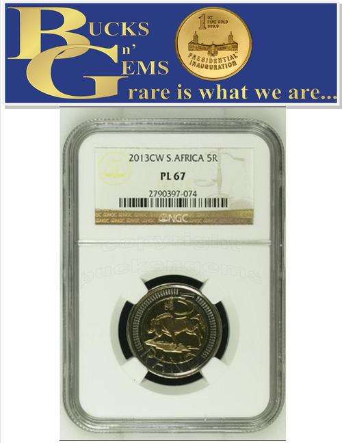 2ND FINEST - 2013 SA OOM PAUL MINT MARK R5 COIN - PL67 - NGC GRADED EXTREMELY LOW MINTAGE
