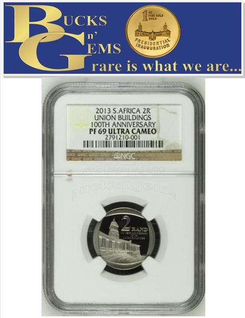 FINEST KNOWN - 2013 RSA R2 COIN - 100 YEARS ANNIVERSARY OF UNION BUILDINGS - PF69UC - NGC GRADED