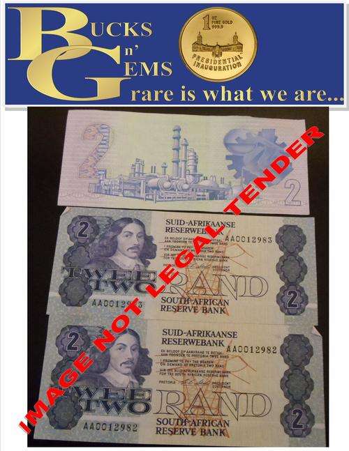 **AA** UNC R2 NOTES - RARE NOTE OF REPUBLIC PERIOD * C L STALS ** - UNC IN CONSEQUTIVE