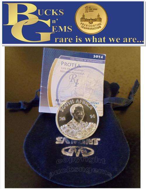 1ST ON BOB - 2014 PROTEA SILVER 1 RAND UNC - LIFE OF A LEGEND * NELSON MANDELA * EDUCATION - SAMINT