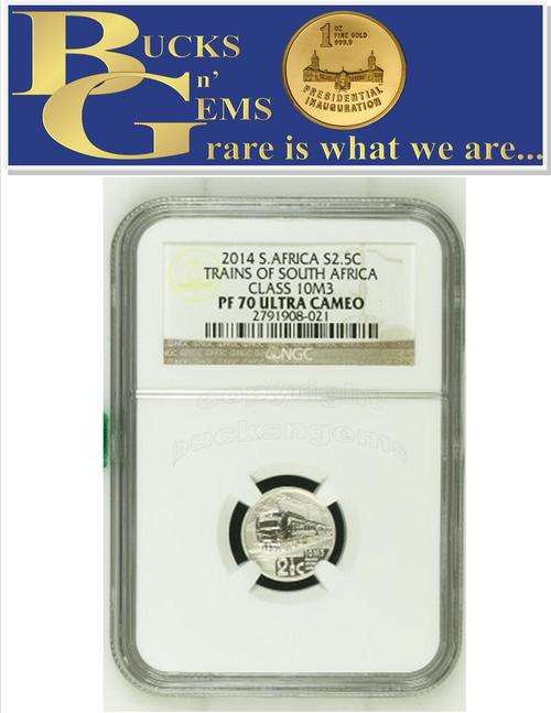 FINEST 1ST ON BOB - 2014 TICKEY - SILVER 2.5 CENT - DIESEL ELECTRIC TRAIN 10M3 - PF70 UC - NGC GRADE