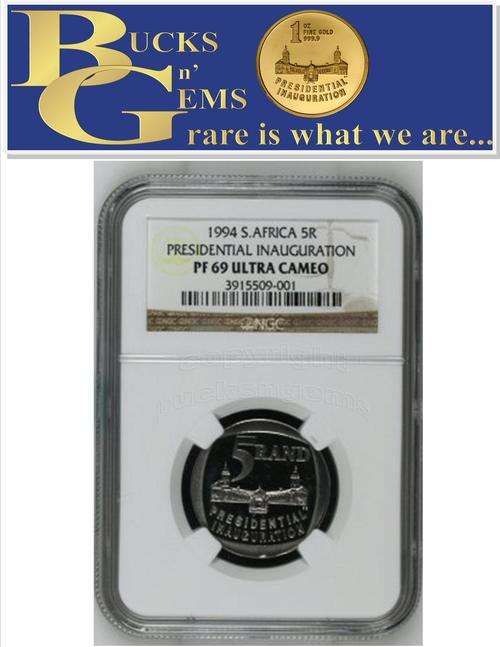 BUILDING IN FRONT - 1994 INAUGURATION R5 COIN  PF69 ULTRA CAMEO " OPEN DOORS"-NGC 2ND HIGHEST GRADE