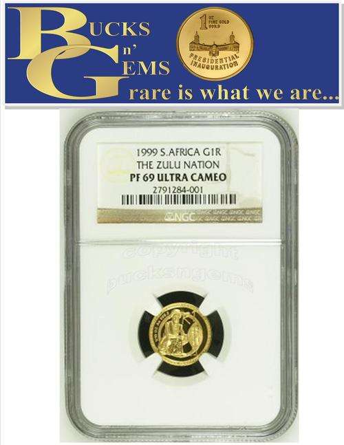 FINEST KNOWN **PF69 UC** 1999 G1R GOLD 1/10TH ** ZULU NATION ** PF69 ULTRA CAMEO* NGC RARE COIN
