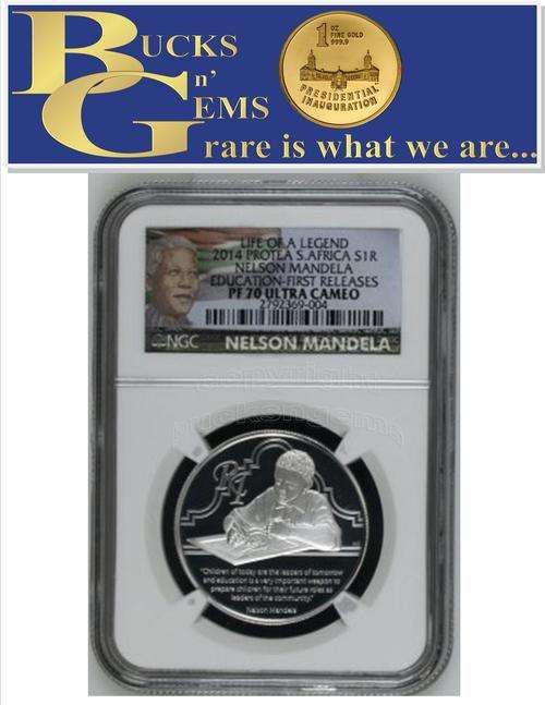 FINEST - 1ST RELEASE - 2014 S1R PROTEA - LIFE OF A LEGEND * NELSON MANDELA EDUCATION - PF70UC - NGC