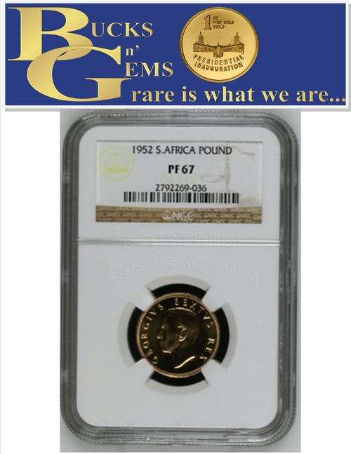 FINEST KNOWN ** 1952 UNION 1 POUND 1/4oz GOLD ** PF67 **- NGC GRADED AUCTION 11 OF 11 ON BOB TODAY