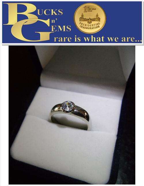 9CT WHITE GOLD WEDDING RING - GENUINE CUBIC ZIRCONIA DIAMOND - 1 CTS - WEIGHT OF RING = 4.1 GRAMS