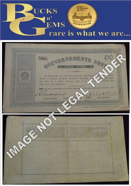 28 MAY 1900 **RARE 10 POUND - GOVERNMENT NOTE " IN GOOD - CONDITION WITH SMALL TEAR**
