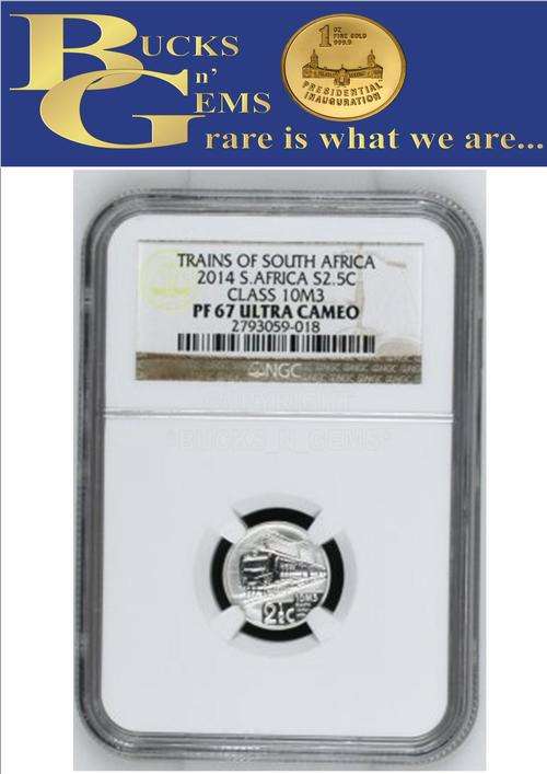 2014 TICKEY - SILVER 2.5 CENT - DIESEL ELECTRIC TRAIN 10M3 - PF67 UC - NGC LOWEST GRADE