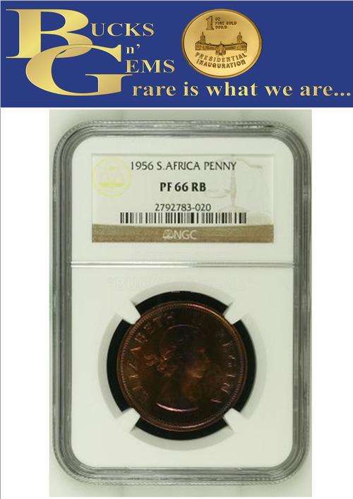 2ND FINEST KNOWN - 1956 UNION 1 PENNY * PF66RB * NGC GRADED "1350 MINTED"