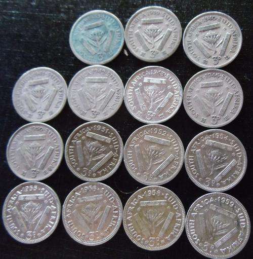 SET OF 15 TICKEYS - 1933 TO 1959 VF - XF CONDITION - SILVER 10.65gr HERNS VALUE R