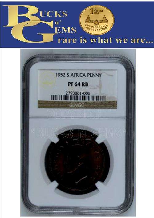 RARE ** RED BROWN ** 1952 UNION 1 PENNY ** PF64 RB **- NGC GRADE