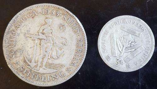 1933 UNION SET OF 1S & 3P GOOD CONDITION - SILVER 5.65gr HERNS VALUE R7000 IN unc