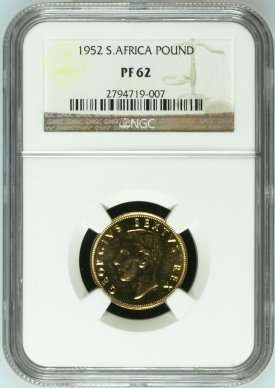 1952 UNION 1 POUND 1/4oz GOLD ** PF62 **- NGC GRADE - RARE IN ANY GRADE - VALUE R4500.00