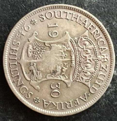 1930 UNION 2.5 SHILLING - GOOD CONDITION - SILVER 11.31gr HERNS VALUE R15 000 IN XF