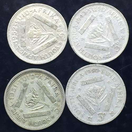 SET OF 4 TICKEYS- 1945 TO 1952 VF - AU - TOTAL = 5gr - SILVER 4.4gR